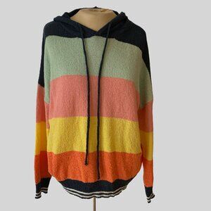 Mia & Tess Colorful Striped Hoodie Size M
